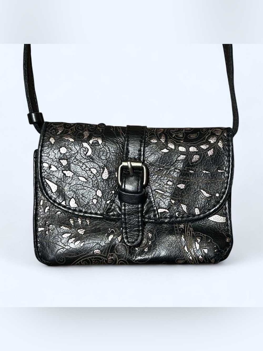 Grunge Black Floral Crossbody Bag!